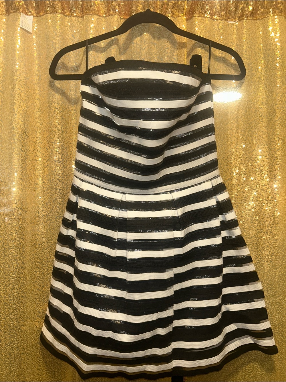 Strapless Black and White Fit & Flare Dress